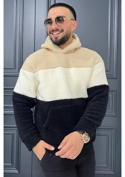 Kapüşonlu Kanguru Cepli Erkek Peluş Sweatshirt fiyatları