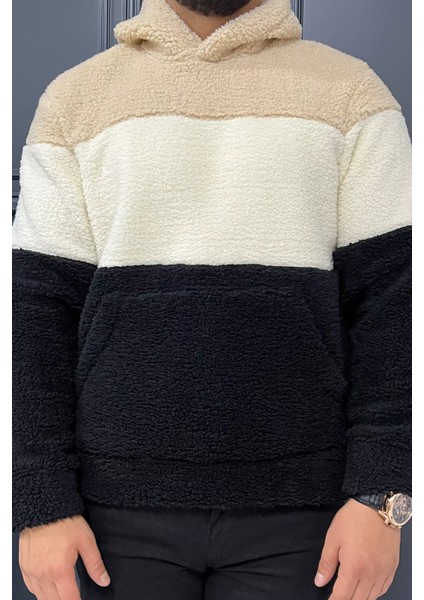 Kapüşonlu Kanguru Cepli Erkek Peluş Sweatshirt fırsatları