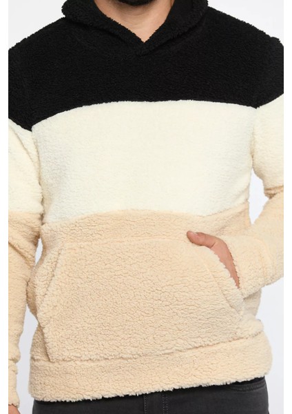 Kapüşonlu Kanguru Cepli Erkek Peluş Sweatshirt fırsatları