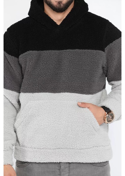 Kapüşonlu Kanguru Cepli Erkek Peluş Sweatshirt fırsatları