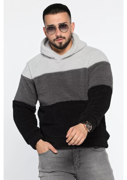 Kapüşonlu Kanguru Cepli Erkek Peluş Sweatshirt fiyatları