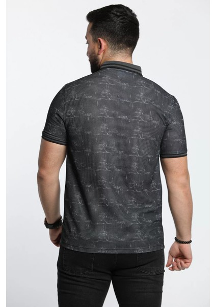 Kendinden Desenli Likralı Polo Yaka Erkek Tişört fırsatları