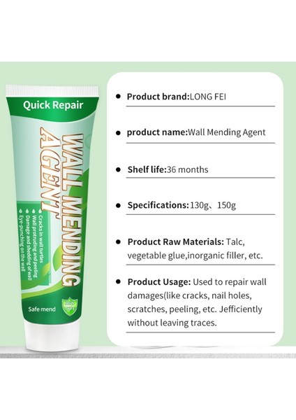 130G Duvar Tamir Ajanı 130GG Duvar Onarım Kremi Kazıyıcı Boya Geçerli Küf Önleyici Hızlı Kuruyan Yama Onarımı (Yurt Dışından) indirimleri