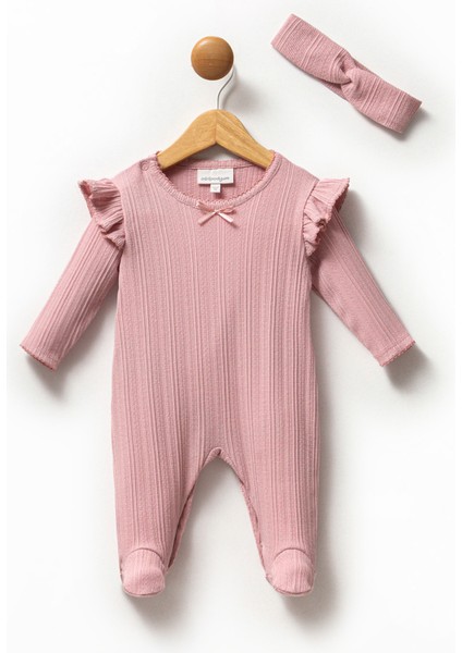 Kız Bebek Çıtçıtlı Patikli Pamuk Bandanalı Tulum