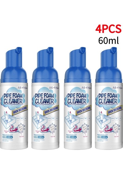 4 Adet 60ML Boru Köpük Temizleyici Tıkanıklık Giderici Mutfak Lavabo Kokusuz Gider Temizleyici Güçlü Derin Temizlik Lavabo ve Boru Temizleyici (Yurt Dışından)