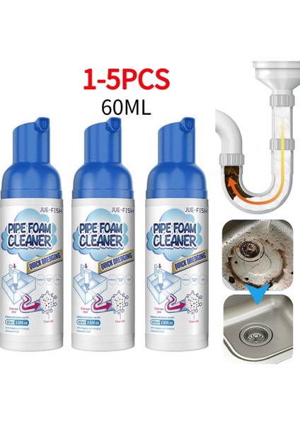 4 Adet 60ML Boru Köpük Temizleyici Tıkanıklık Giderici Mutfak Lavabo Kokusuz Gider Temizleyici Güçlü Derin Temizlik Lavabo ve Boru Temizleyici (Yurt Dışından)