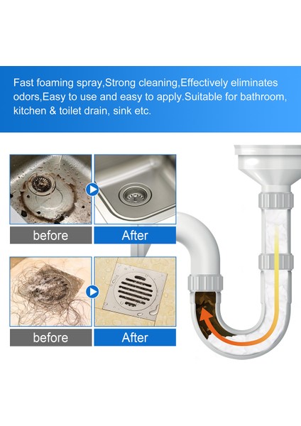 4 Adet 60ML Boru Köpük Temizleyici Tıkanıklık Giderici Mutfak Lavabo Kokusuz Gider Temizleyici Güçlü Derin Temizlik Lavabo ve Boru Temizleyici (Yurt Dışından)