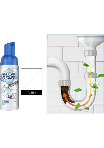 Köpüren Boru Temizleyici Tıkanıklık Giderici Mutfak Gideri Tıkanıklık Açıcı Güçlü Derin Temizlik Lavabo ve Gider Temizleyici 60ML (Yurt Dışından)