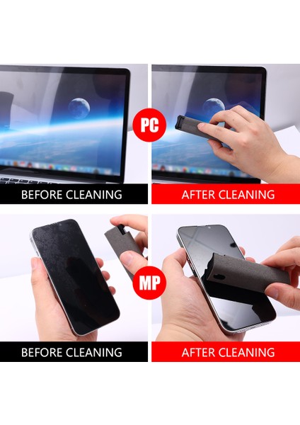 Siyah Mobil Telefon Ekran Temizleyici Sprey Mendil Tablet Temizlik Seti Taşınabilir Dokunmatik LCD Ekran Temizleme Aracı Saklama Kutusu ile Hepsi Bir Arada (Yurt Dışından)