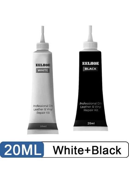 Beyaz ve Siyah 20ML Deri Onarım Macunu Araba Koltuk Koltuk Çizik Çatlak Deri Ceket Ayakkabı Çanta Onarımı Sıvı Temizlik Aksesuarları (Yurt Dışından)