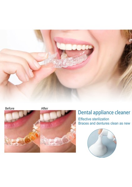 Diş Protezi Beyazlatıcı Temizleyici Derece Tüm Yüzey Temizliği Sahte Diş Temizleme Ajanları Için Şeffaf Aparatlar Için Diş Teli-Diş Protezi Temizlik Ürünleri (Yurt Dışından)