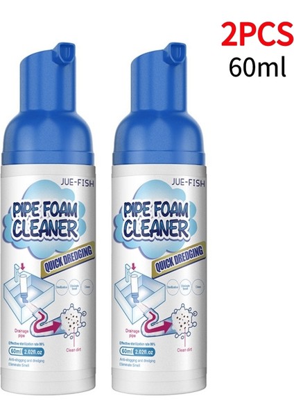 2 Adet 60ML Boru Köpük Temizleyici Tıkanıklık Giderici Mutfak Lavabo Kokusuz Gider Temizleyici Güçlü Derin Temizlik Lavabo ve Boru Temizleyici (Yurt Dışından)