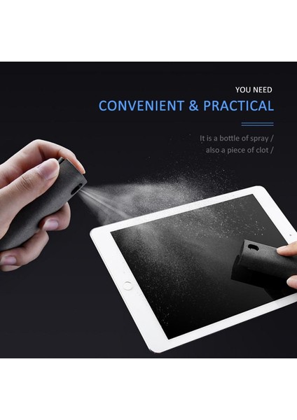 No.1 Boyutu 2 Adet Ione Ekran Temizleme Spreyi Taşınabilir Tablet Mobil Ekran Temizleyici Mikrofiber Bez Seti Cam Temizleme Aracı Saklama Kutusu (Yurt Dışından)