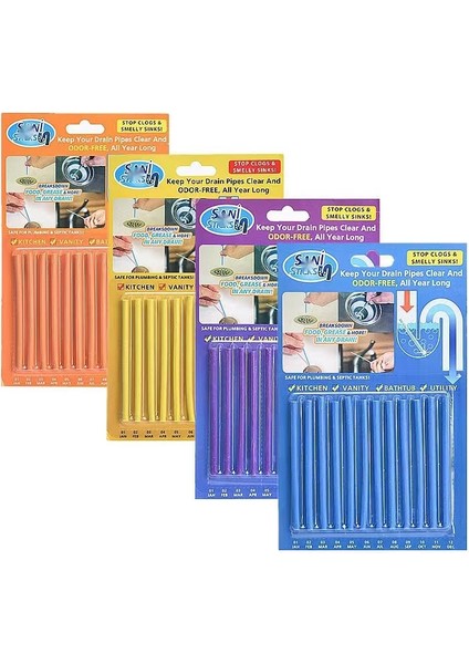 12 Adet Sani Sticks Yağ Arıtma Mutfak Tuvalet Küvet Gider Temizleyici Kanalizasyon Temizleme Çubuğu Pratik Mutfak Aksesuarları (Yurt Dışından)