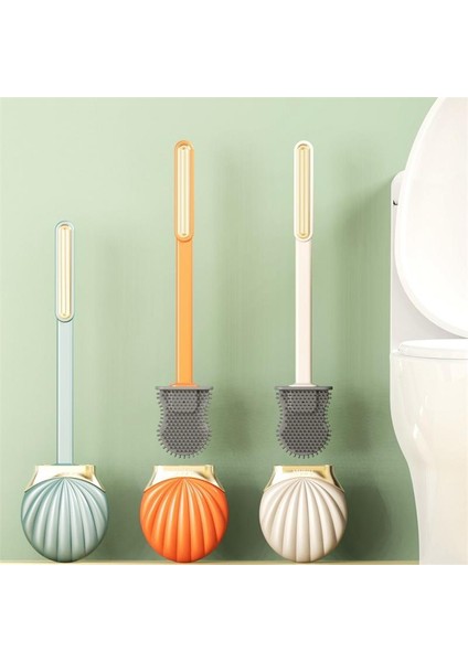 Mavi Kabuk Şekilli Tutuculu Uzun Saplı Silikon Düz Tuvalet Fırçası Ölü Köşe Temizliği Deliksiz Banyo Aksesuar Seti Aracı (Yurt Dışından) modelleri