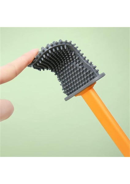 Mavi Kabuk Şekilli Tutuculu Uzun Saplı Silikon Düz Tuvalet Fırçası Ölü Köşe Temizliği Deliksiz Banyo Aksesuar Seti Aracı (Yurt Dışından) indirimleri