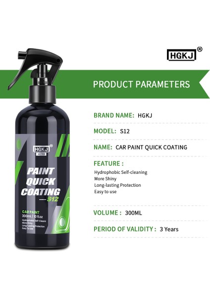 300 ml Seramik Kaplama Daha Fazla Parlatıcı Güçlendirici Hızlı Kaplama Hidrofobik Cila Suyu Itici Araba Yıkama Balmumu ve Uzun Süreli Koruma Hgkj Ürünü (Yurt Dışından) fırsatları