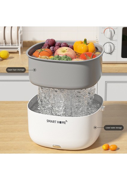Sebze Meyve Otomatik Temizleyici Aracı Elektrikli Sebze Yıkama Sepeti Gıda Arıtıcı Boşaltma Sepeti (Yurt Dışından)