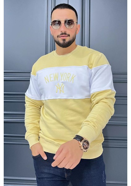 Üç Iplik Şardonlu Nakışlı Erkek Sweatshirt