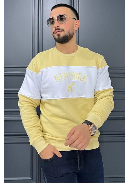 Üç Iplik Şardonlu Nakışlı Erkek Sweatshirt