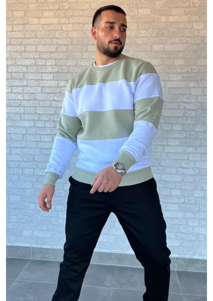 Bisiklet Yaka Üç Iplik Şardonlu Renk Garnili Erkek Sweatshirt fiyatları