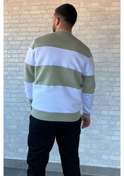 Bisiklet Yaka Üç Iplik Şardonlu Renk Garnili Erkek Sweatshirt modelleri
