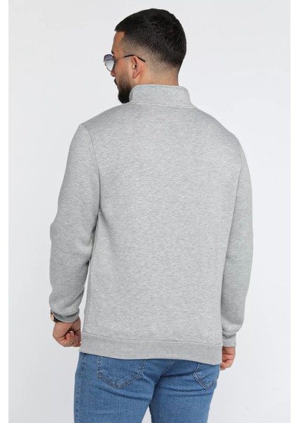 Yarım Fermuarlı Üç Iplik Şardonlu Erkek Sweatshirt modelleri