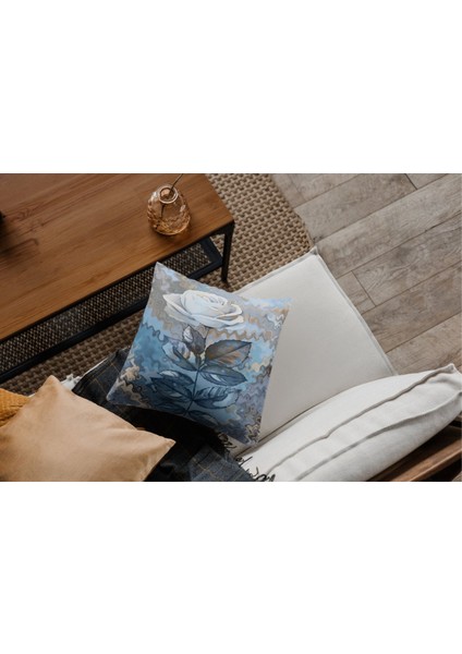 Pastel Gül Dijital Baskılı Rachel Kumaş Kırlent Kılıfı - 45 x 45 cm Gizli Fermuarlı Tekli Kırlent Kılıfı modelleri