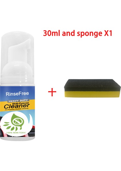 30ML ve Sünger X1 Güçlü Leke Çıkarıcı Köpük Temizleyici Çok Fonksiyonlu Araç Ev Güç Temizleyici Yağ Çözücü Araç Içi Temizlik Araçları Deterjan (Yurt Dışından)