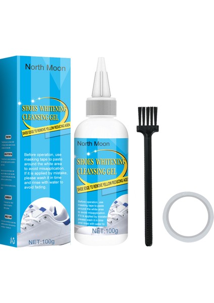 Fırça ve Bantlı 100G Beyaz Ayakkabı Temizleme Jeli Ayakkabı Lekelerini Temizleme Beyazlatma Parlaklık Köpüğü Deoksitleyici Jel Spor Ayakkabı Sarı Kenarlarını Giderme (Yurt Dışından)