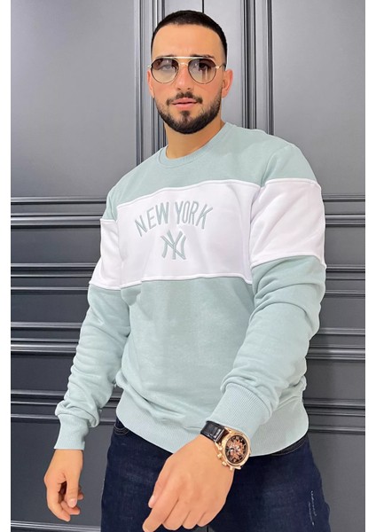 Üç Iplik Şardonlu Nakışlı Erkek Sweatshirt