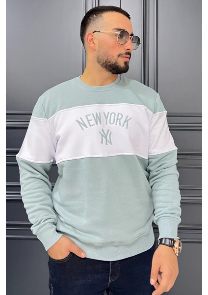 Üç Iplik Şardonlu Nakışlı Erkek Sweatshirt