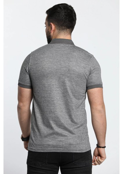 Kendinden Desenli Polo Yaka Ön Düğme Detaylı Erkek Tişört indirimleri