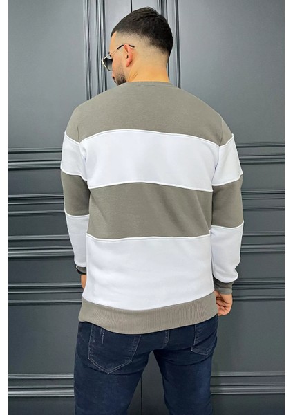 Bisiklet Yaka Üç Iplik Şardonlu Renk Garnili Erkek Sweatshirt modelleri