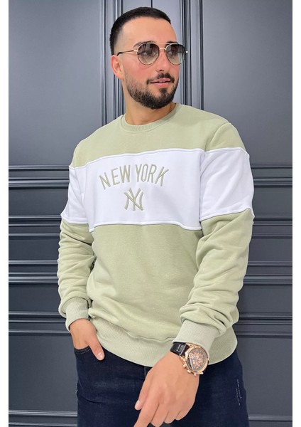 Üç Iplik Şardonlu Nakışlı Erkek Sweatshirt