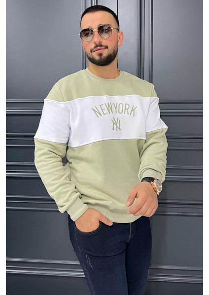 Üç Iplik Şardonlu Nakışlı Erkek Sweatshirt