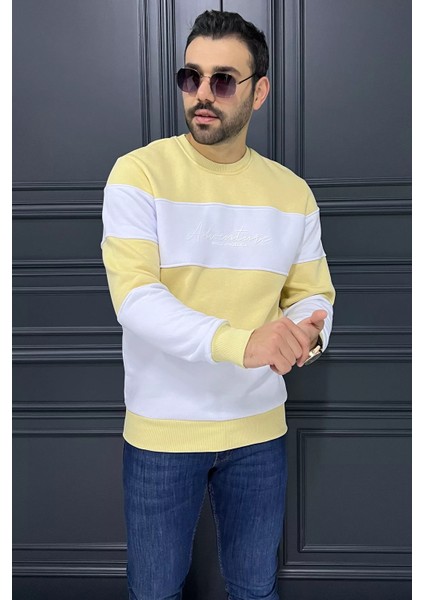 Bisiklet Yaka Üç Iplik Şardonlu Renk Garnili Erkek Sweatshirt fiyatları