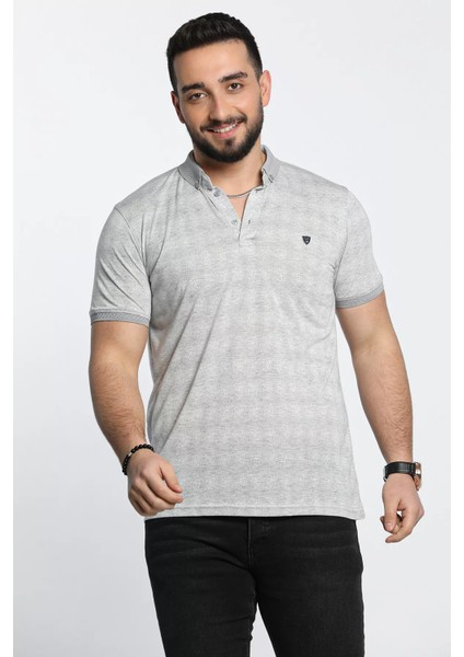 Erkek Çiçek Desenli Likralı Polo Yaka Tişört