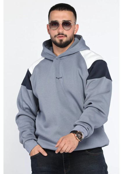 Kapüşonlu Üç Iplik Şardonlu Erkek Sweatshirt