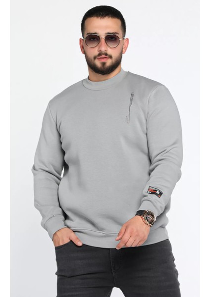 Üç Iplik Şardonlu Bisiklet Yaka Erkek Sweatshirt