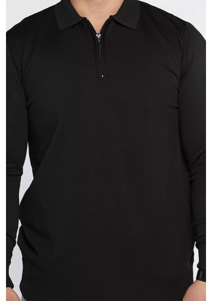 Polo Yaka Yarım Fermuarlı Erkek Triko Kazak fırsatları