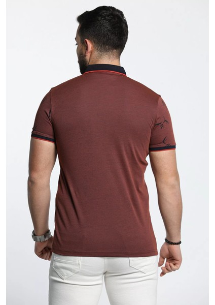 Polo Yaka Desenli Ön Düğmeli Erkek Tişört fırsatları