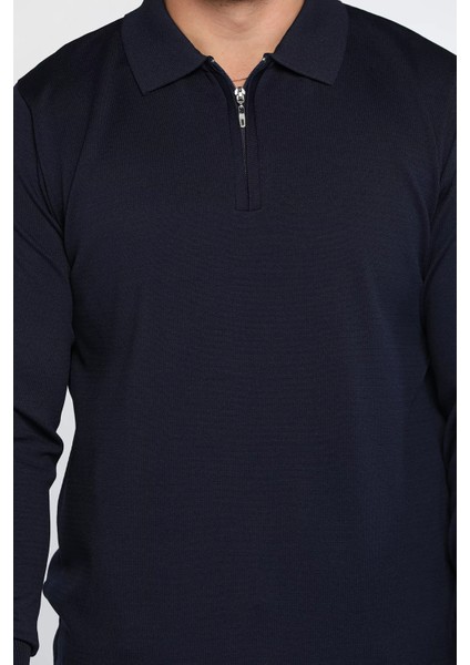 Polo Yaka Yarım Fermuarlı Erkek Triko Kazak P-00013251 fırsatları