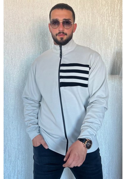 Dik Yaka Fermuarlı Erkek Sweatshirt