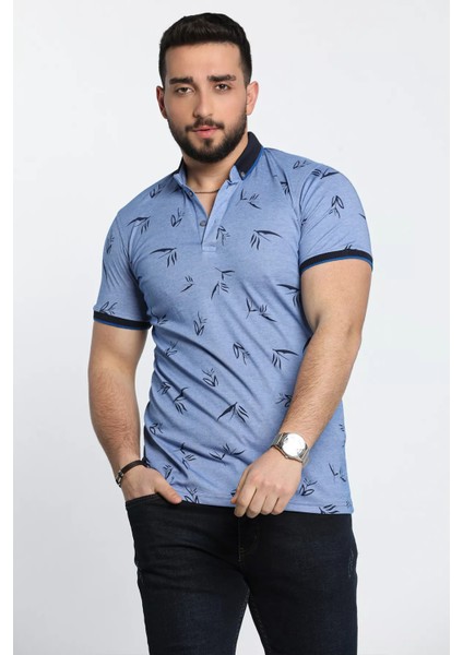 Polo Yaka Desenli Ön Düğmeli Erkek Tişört fiyatları