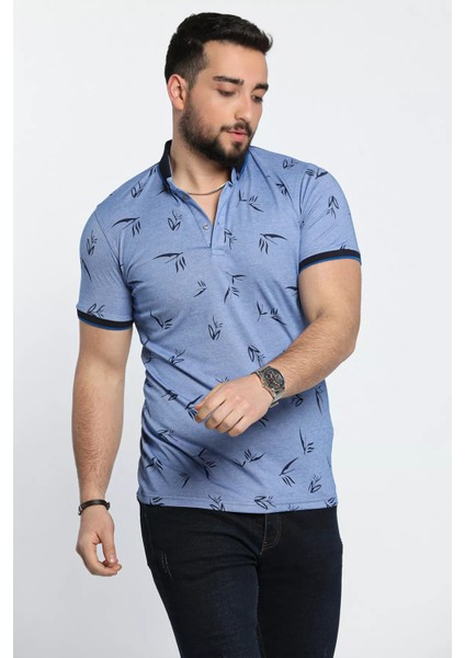 Polo Yaka Desenli Ön Düğmeli Erkek Tişört modelleri