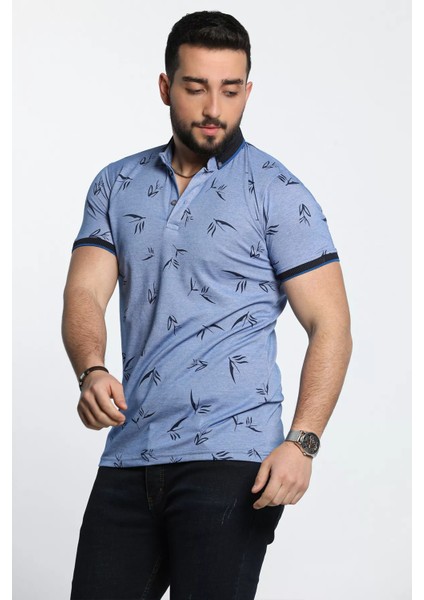 Polo Yaka Desenli Ön Düğmeli Erkek Tişört fırsatları