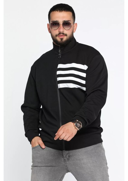 Dik Yaka Fermuarlı Erkek Sweatshirt