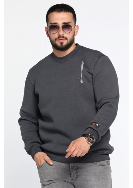 Üç Iplik Şardonlu Bisiklet Yaka Erkek Sweatshirt