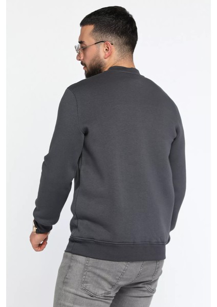 Üç Iplik Şardonlu Bisiklet Yaka Erkek Sweatshirt